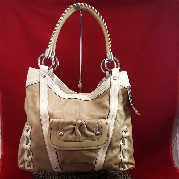 b. makowsky Handbags - B Makowsky Plush Tan Leather Lazy Satchel